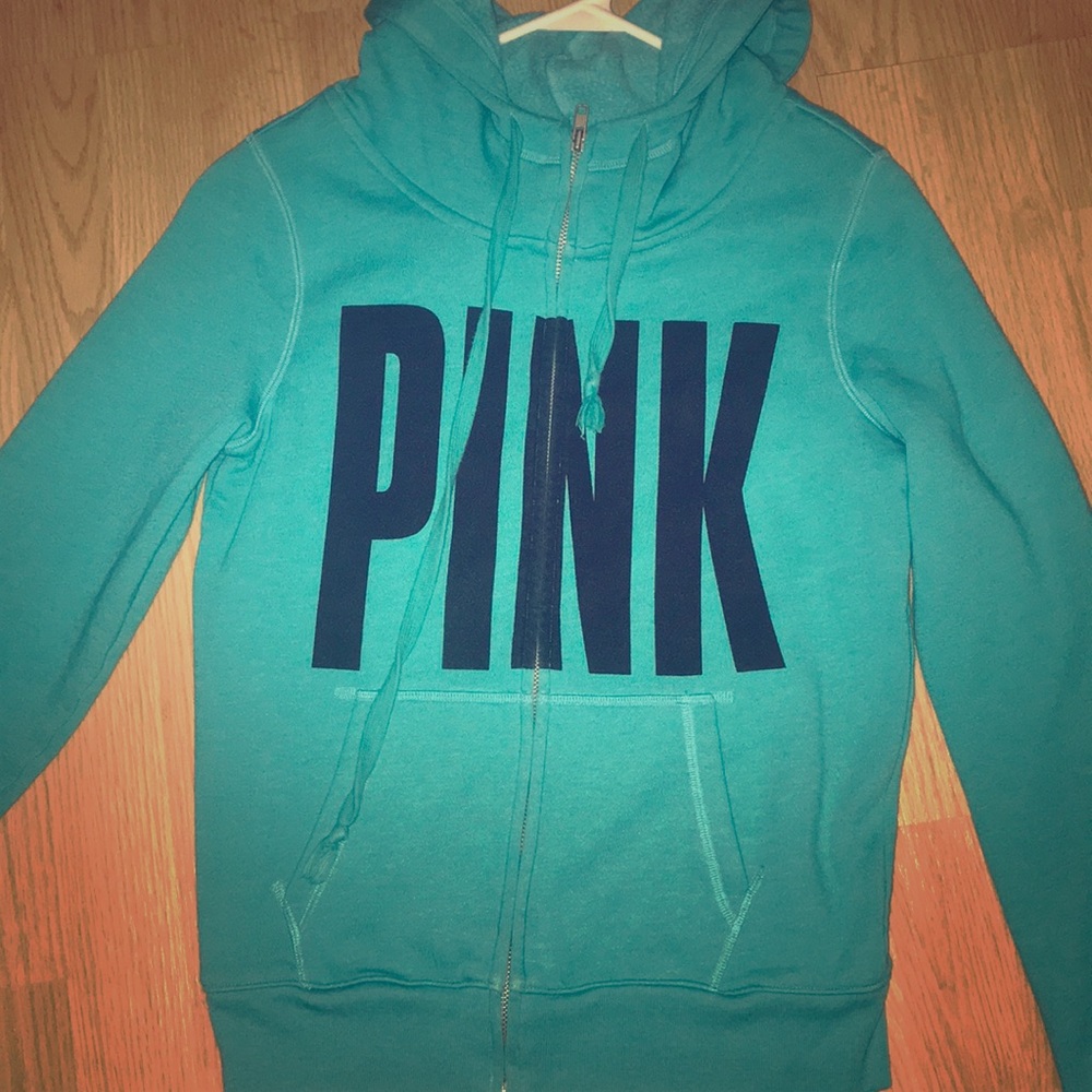 Zipped Victoria secret pink emerald hoodie XS